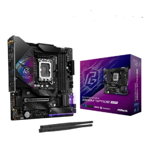 ASRock Phantom Gaming Z890M Riptide WiFi Micro ATX Motherboard, Dual-channel DDR5,up to 256GB, 9466MHz+ (OC)