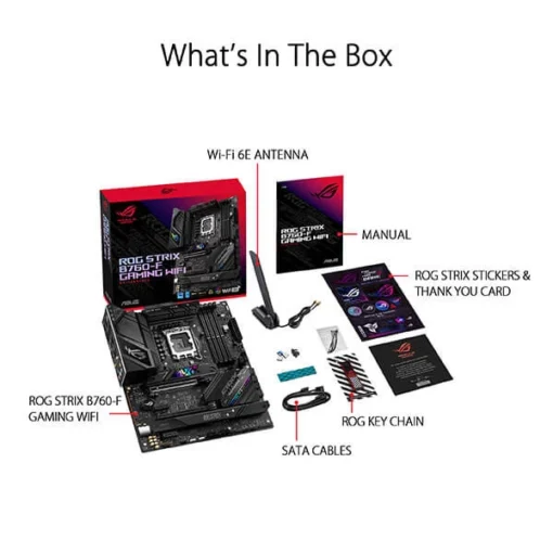 ASUS ROG Strix B760-F Gaming WiFi ATX Motherboard (LGA 1700) – 16+1 Power Stages, DDR5, PCIe 5.0 SafeSlot, 3x PCIe 4.0 M.2, WiFi 6E, 2.5G Ethernet, USB 3.2 Gen 2x2 Type-C, AI Noise Cancellation, and Aura Sync - Image 4