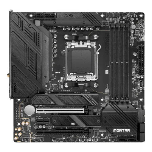 MSI MAG B650M MORTAR WIFI Micro-ATX Motherboard | AM5 Socket | Supports AMD Ryzen 7000 Series | 12 Duet Rail 80A VRM | DDR5 6400+MHz (OC) | 2 x PCIe 4.0 x16 | 2 x M.2 Gen4 Slots - Image 2