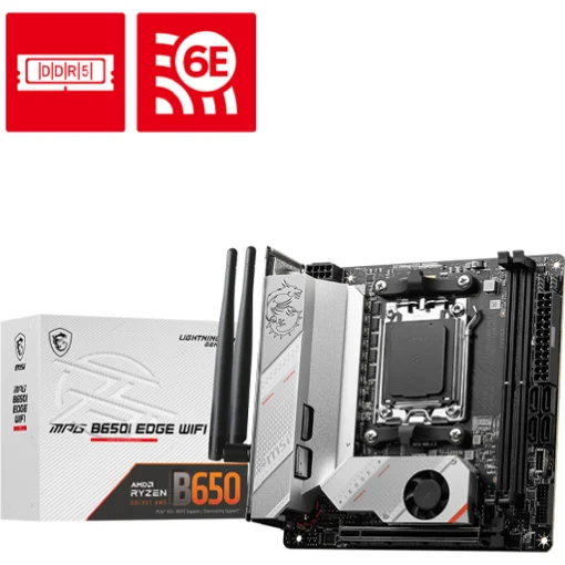 MSI MPG B650I EDGE WIFI Gaming Motherboard | Mini-ITX | AM5 | DDR5 6400+MHz (OC) | PCIe 4.0 | Dual M.2 | USB 3.2 Gen 2 | Wi-Fi 6E | HDMI | SATA 6Gb/s | Ryzen 7000 Series Support