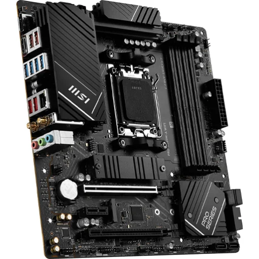 MSI PRO B650M-A WIFI Motherboard | Micro-ATX | AMD Ryzen 7000 Series Support | AM5 | DDR5 6400+MHz (OC) | Dual PCIe 4.0 x16 | Dual M.2 Gen4 | 4X EZ Debug LED | 7.1 HD Audio - Image 3